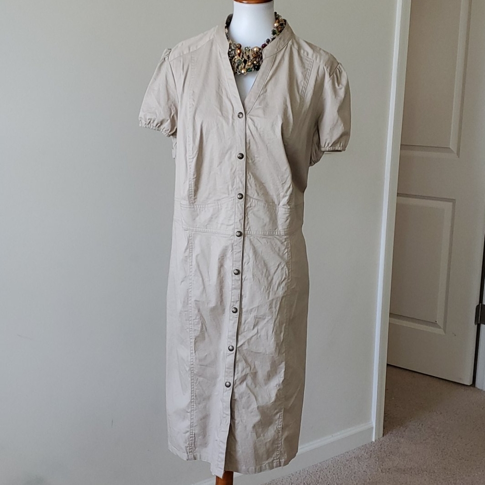 Lane Bryant khaki button down dress size 24